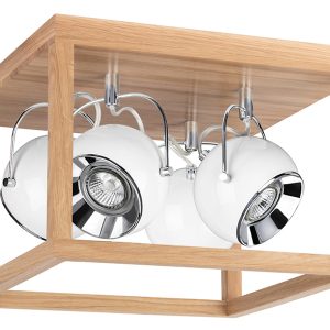 Lampa sufitowa Roy 4-punktowa drewniana brązowo-biała 34010 Lampa sufitowa Roy 4-punktowa drewniana brązowo-biała 34010