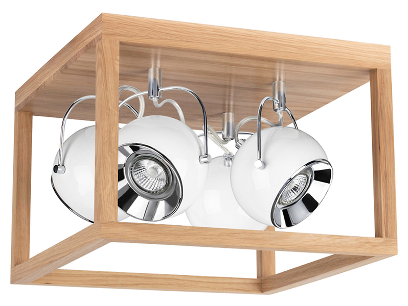 Lampa sufitowa Roy 4-punktowa drewniana brązowo-biała 34010