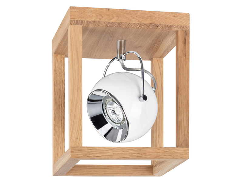 Lampa sufitowa Roy spot drewniany brązowo-biały 34007