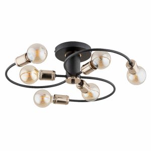 Lampa sufitowa SAMBA czarna-stare złoto 6xE27x15W wym:16x51x51cm IP20 Alfa 1021170 Lampa sufitowa SAMBA czarna-stare złoto 6xE27x15W wym:16x51x51cm IP20 Alfa 1021170