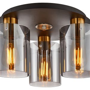 Lampa sufitowa Sardo 3-punktowa stalowa czarno-złota 188680 Lampa sufitowa Sardo 3-punktowa stalowa czarno-złota 188680