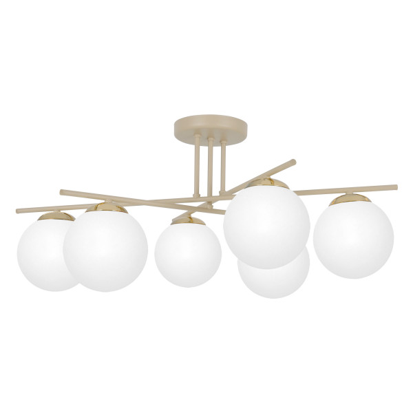 Lampa sufitowa SAVIA mleczne szklane kule beżowa 6xE14x10W IP20 Kaja 942644