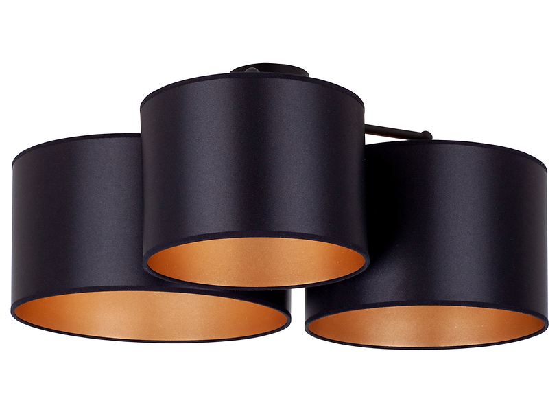 Lampa sufitowa Shiny 3-punktowa tkaninowa czarno-złota 333721