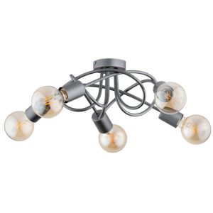 Lampa sufitowa srebrna BOSTON 5xE27x15W wym: 17,5x52x52 cm Alfa 864190 Lampa sufitowa srebrna BOSTON 5xE27x15W wym: 17,5x52x52 cm Alfa 864190