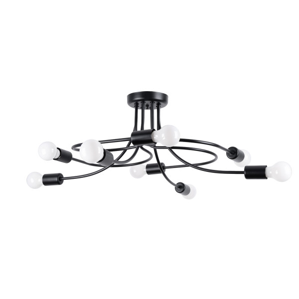 Lampa sufitowa STRATO czarna 8xE27x15W wym:28x58x58cm IP20 Pure Lume 1021193