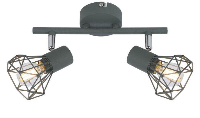 Lampa sufitowa szara VERVE 2xE14x40W wym: 18x34x9 cm Candellux 924341