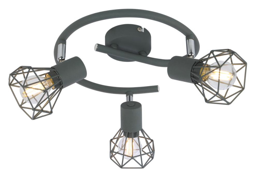 Lampa sufitowa szara VERVE 3xE14x40W wym: 18x43x43 cm Candellux 924294