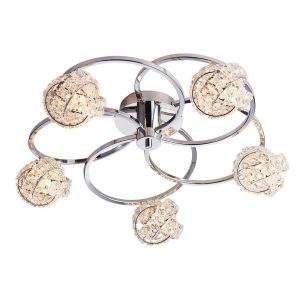 Lampa sufitowa TALIA kryształowe klosze chromowana 5xG9x8W IP20 Endon 1020364