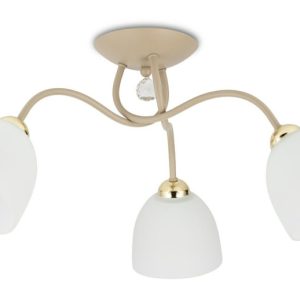 Lampa Sufitowa Tina Beżowa ze Złotym Szkło 3xE27 Nowoczesny Salon Taupe 756464 Lampa Sufitowa Tina Beżowa ze Złotym Szkło 3xE27 Nowoczesny Salon Taupe 756464