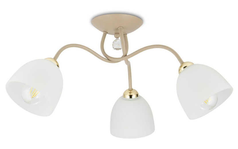 Lampa Sufitowa Tina Beżowa ze Złotym Szkło 3xE27 Nowoczesny Salon Taupe 756464