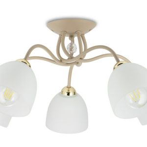 Lampa Sufitowa Tina Beżowa ze Złotym Szkło 5xE27 Nowoczesny Salon Taupe 756463 Lampa Sufitowa Tina Beżowa ze Złotym Szkło 5xE27 Nowoczesny Salon Taupe 756463