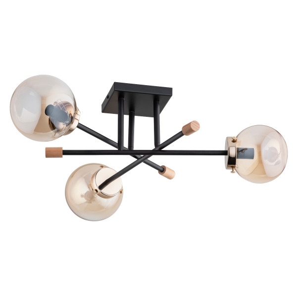 Lampa sufitowa TRANSFER czarno-złoto-bursztynowa 3xE14x10W IP20 Alfa 942480