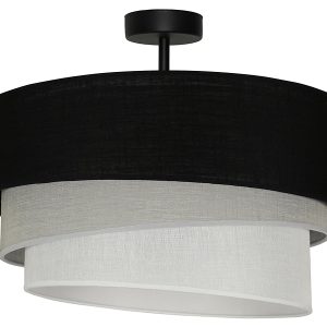 Lampa sufitowa Trio tkaninowa czarno-szara 333568 Lampa sufitowa Trio tkaninowa czarno-szara 333568