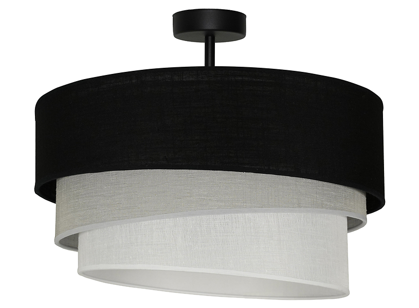 Lampa sufitowa Trio tkaninowa czarno-szara 333568
