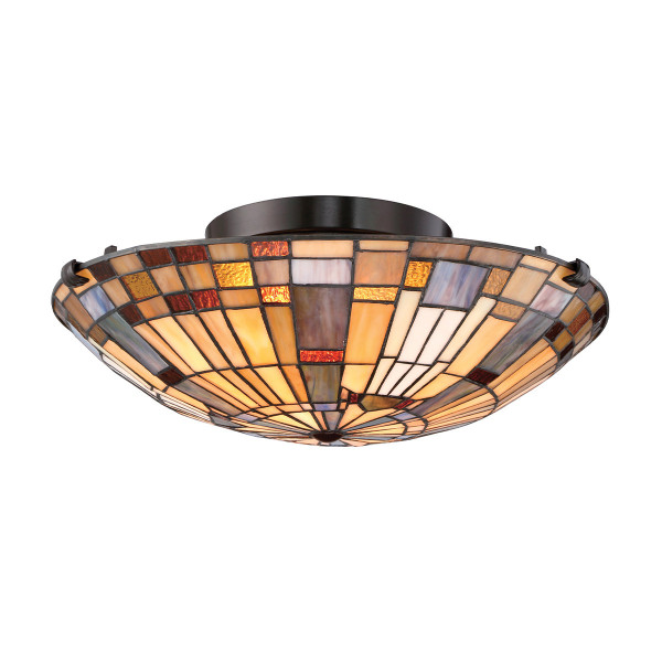 Lampa sufitowa valiant brązowo-multikolor INGLENOOK 2xE27x60W Quoizel 859297