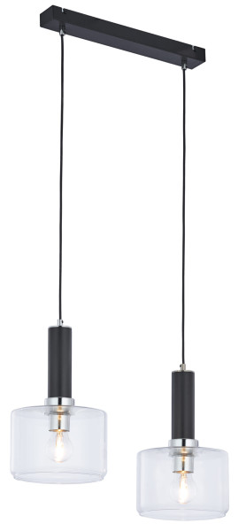 Lampa sufitowa VANES czarno-przezroczysta-chromowana 2xE27x15W Jupiter 1004422