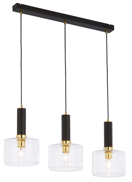 Lampa sufitowa VANES czarno-przezroczysta-złota 3xE27x15W IP20 Jupiter 1004377
