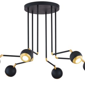 Lampa sufitowa VILAR czarno-złota 6xGU10x14W IP20 Jupiter 942632
