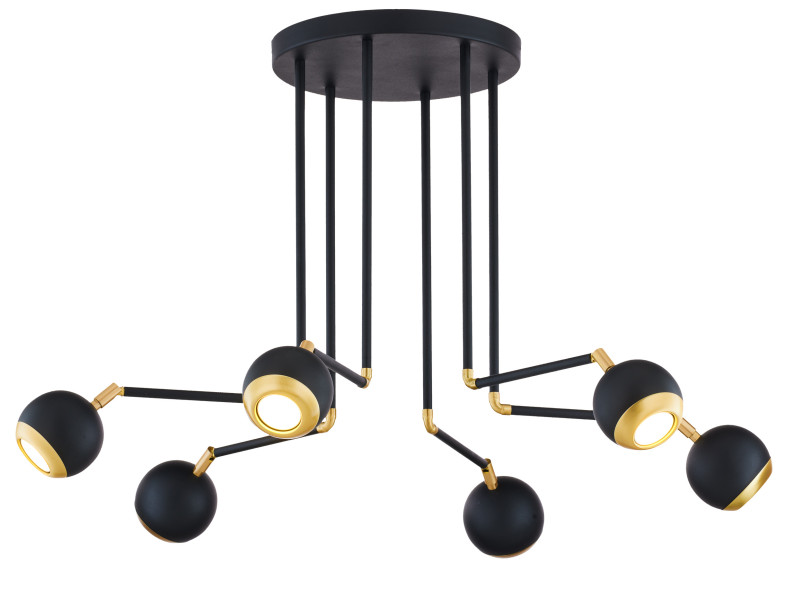 Lampa sufitowa VILAR czarno-złota 6xGU10x14W IP20 Jupiter 942632