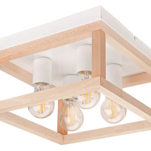 Lampa sufitowa Villy 4-punktowa drewniana beżowo-biała 121369