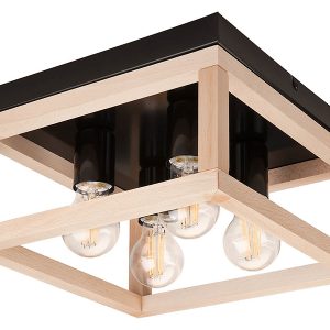 Lampa sufitowa Villy 4-punktowa drewniana beżowo-czarna 121370