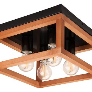 Lampa sufitowa Villy 4-punktowa drewniana brązowo-czarna 121371