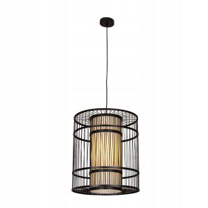 Lampa Sufitowa Wisząca Bambus BOHO Rattan Drewno Loft czarna 302227