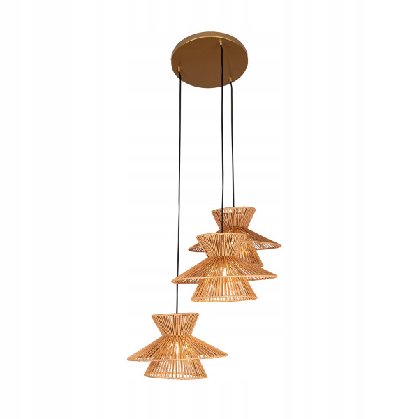 Lampa Sufitowa Wisząca Bambus BOHO Rattan Drewno Loft 298560