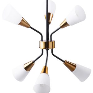 Lampa sufitowa wisząca biało złota 6 kloszy 60582