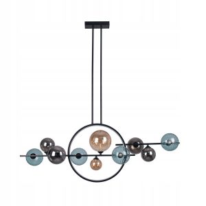 Lampa Sufitowa Wisząca Czarna 10 Kule Szklanych led Ring 223584