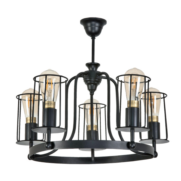 Lampa sufitowa wisząca czarna loft DYLIT 5xE27 TORI 12-440 1048292