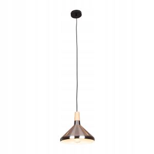Lampa Sufitowa Wisząca Do Salonu Jadalni Srebrna Drewno 302224