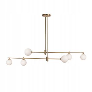Lampa Sufitowa Wisząca Do Salonu Złota 6 Kul Szklanych 223580