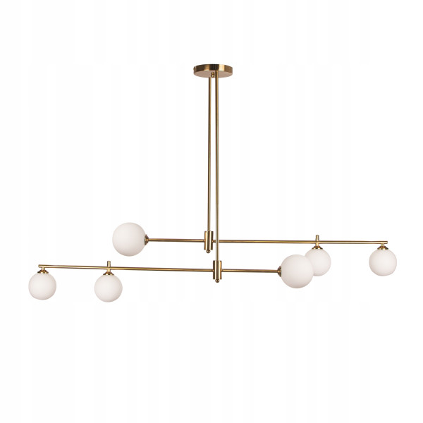 Lampa Sufitowa Wisząca Do Salonu Złota 6 Kul Szklanych 223580