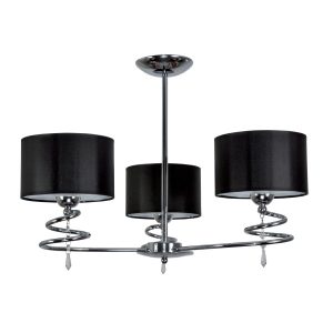 Lampa sufitowa wisząca EDYLIT chrom czarne abażury 3xE27 QUEEN NEGRO 12-632 1048997