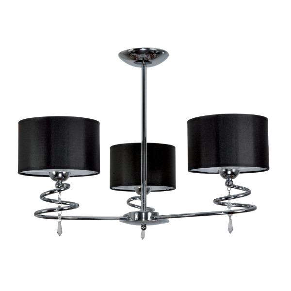 Lampa sufitowa wisząca EDYLIT chrom czarne abażury 3xE27 QUEEN NEGRO 12-632 1048997