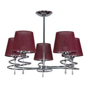 Lampa sufitowa wisząca EDYLIT czerwony abażur 5xE27 QUEEN RED II 12-690 1048796