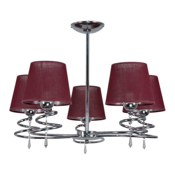 Lampa sufitowa wisząca EDYLIT czerwony abażur 5xE27 QUEEN RED II 12-690 1048796