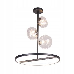 Lampa Sufitowa Wisząca Salon Czarna 5 Kul led Ring 223577 Lampa Sufitowa Wisząca Salon Czarna 5 Kul led Ring 223577