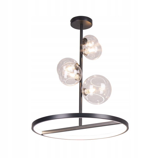 Lampa Sufitowa Wisząca Salon Czarna 5 Kul led Ring 223577