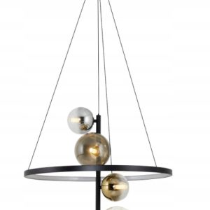 Lampa Sufitowa Wisząca Żyrandol Ring Salon Czarna 4 Kule red 305034 Lampa Sufitowa Wisząca Żyrandol Ring Salon Czarna 4 Kule red 305034
