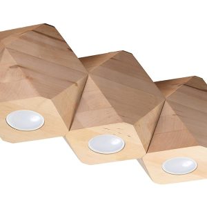 Lampa sufitowa Woody 3-punktowa drewnian beżowa 52574 Lampa sufitowa Woody 3-punktowa drewnian beżowa 52574