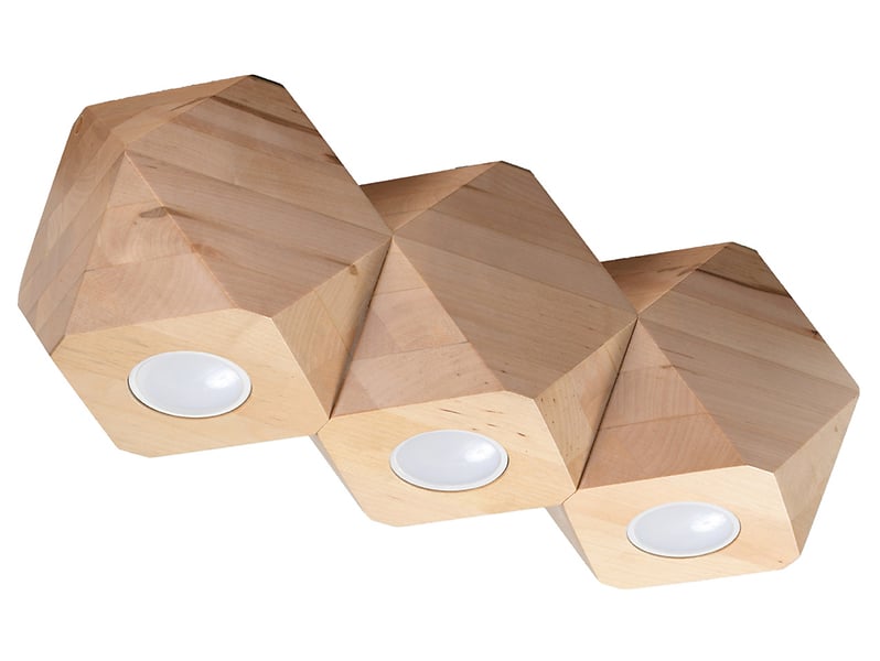 Lampa sufitowa Woody 3-punktowa drewnian beżowa 52574