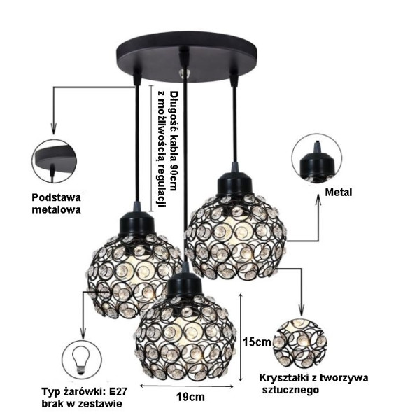 Lampa sufitowa z ażurowymi klo 659765