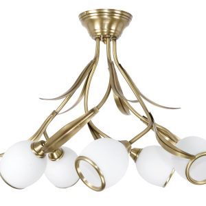 Lampa sufitowa złota do salonu EDYLIT 5xE14 MARKOS BIAŁY 150B 1048159