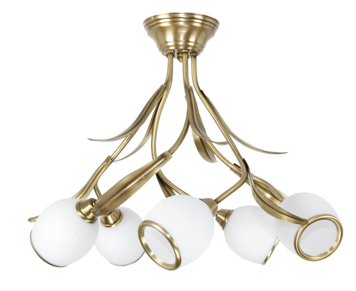Lampa sufitowa złota do salonu EDYLIT 5xE14 MARKOS BIAŁY 150B 1048159