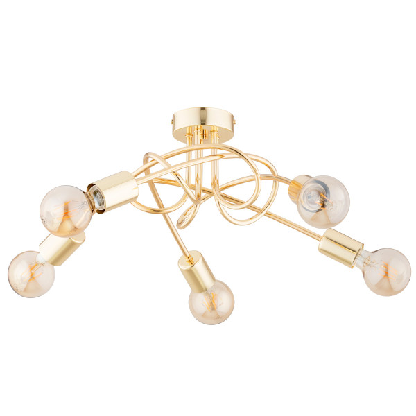 Lampa sufitowa złota DRAGO 5xE27x15W wym: 22x51x51 cm Alfa 865145