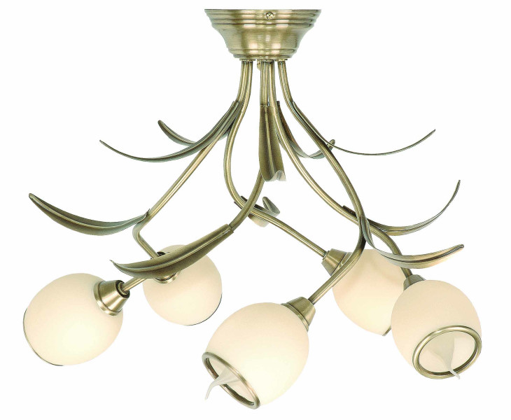Lampa sufitowa złota EDYLIT retro do salonu 5xE14 MARKOS ECRU 150P 1046665