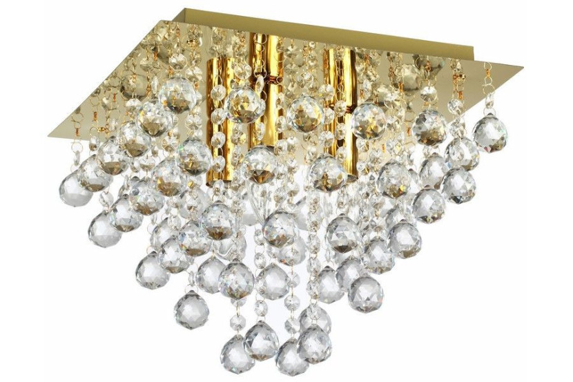 Lampa sufitowa złota Lancaster crystal 3xE14x40W wym: 27x32x32 cm Reality 860694