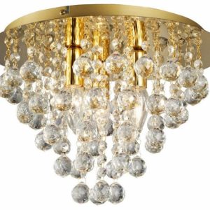 Lampa sufitowa złota London crystal 3xE14x40W wym: 26x38x38 cm Reality 864393 Lampa sufitowa złota London crystal 3xE14x40W wym: 26x38x38 cm Reality 864393